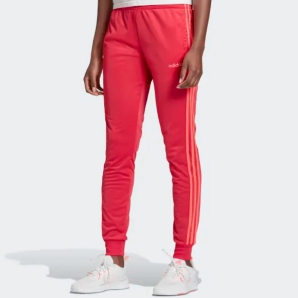 Adidas track pants reddish neon pink semi fitted athletic workout joggers - Picture 8 of 8